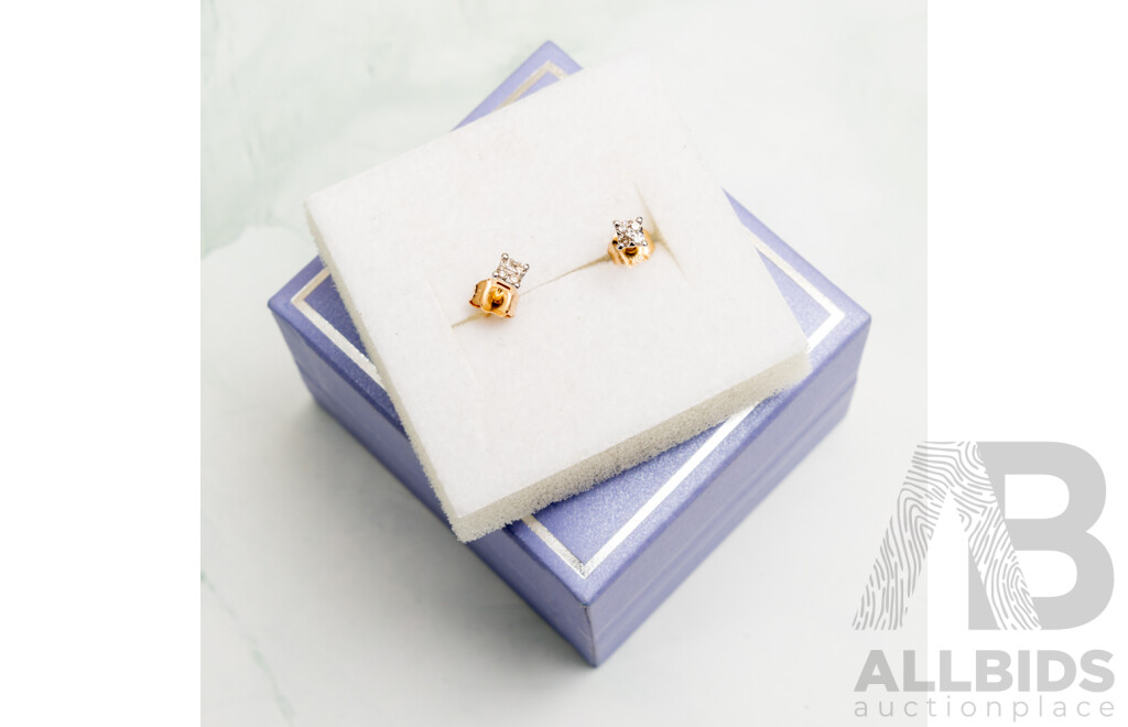 Goldmark 10ct Diamond Cluster Stud Earrings, 3.15mm, TDW 0.08ct, 0.55 Grams - Boxed