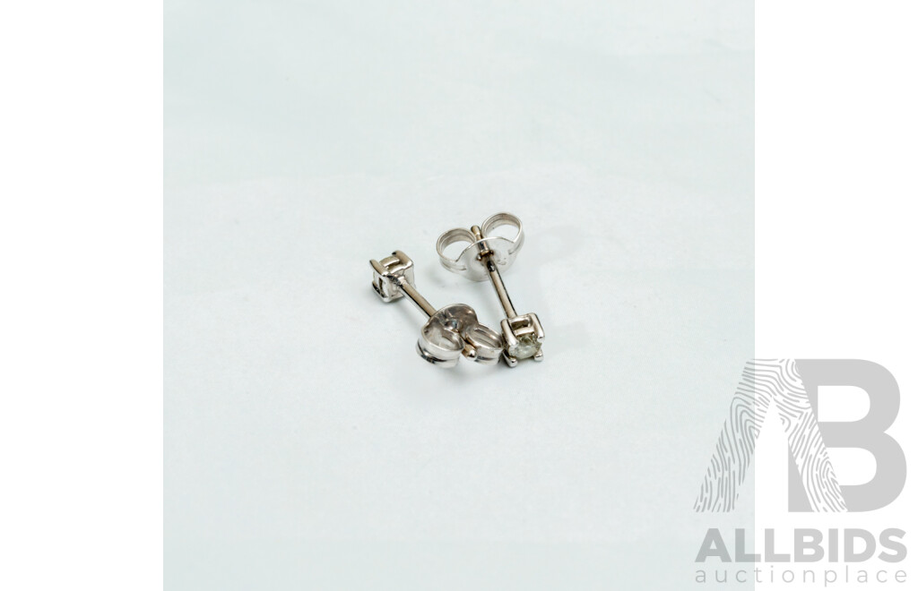 Prouds 9ct White Gold Diamond Stud Earrings, TDW 0.10ct, 0.49 Grams - Boxed