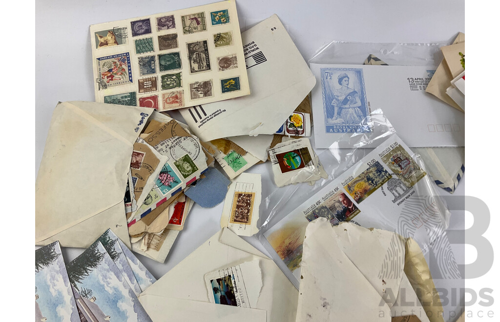 Collection of Australian Stamps, Predeciml, Blocks, Gutters PNCs, Including Some International