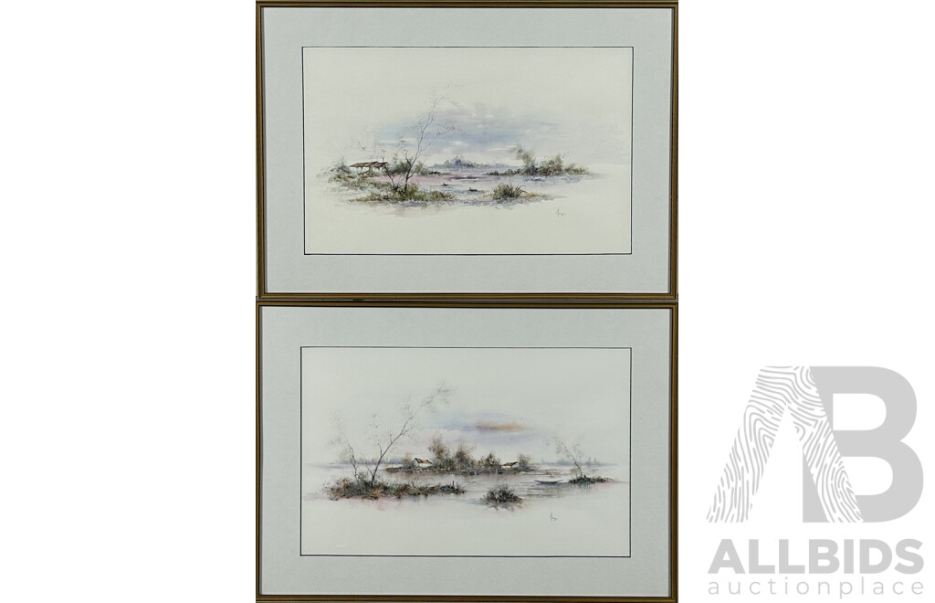 Artist Unknown, (20th Century), Ducks on Pond & Tranquil Water, Pair of Framed Watercolours, 52 x 72 cm (frames) (2)