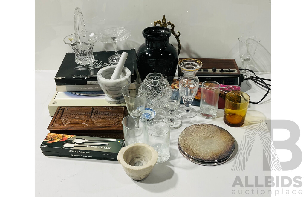 Collection Decorative and Other Homewares Icluding Porcelain, Marble Mortar & Pestle and More