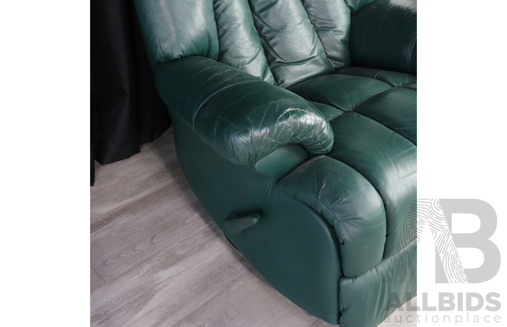 Pair of Green Leather Reclining Armchairs