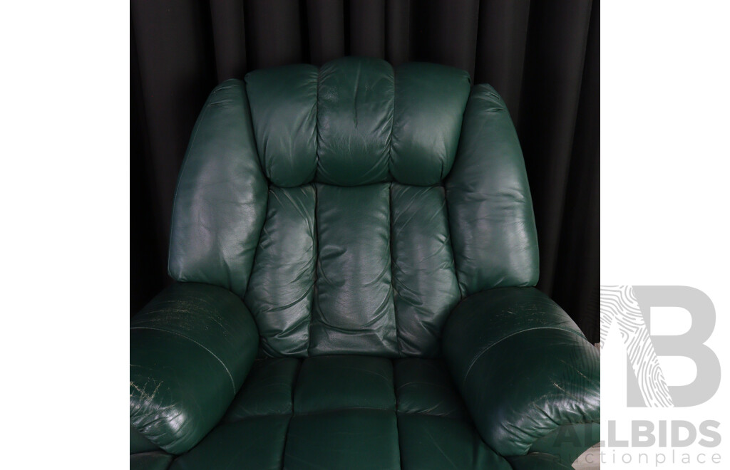 Pair of Green Leather Reclining Armchairs