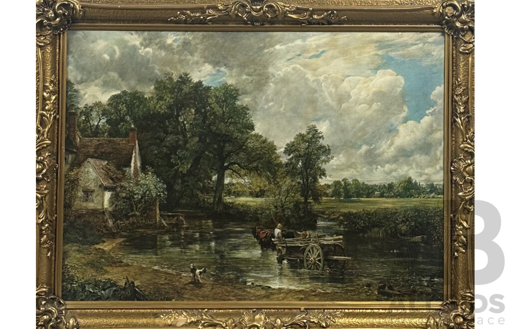 John Constable (British, 1776-1837), the Hay-Wain, Embellished Colour Reproduction Print of Original Oil on Canvas, 57 x 76 cm (frame) & the Cornfield, Colour Print, 62 x 52 cm (frame) (2)