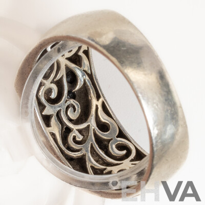 A&C Sterling Silver Black Diamond Signet Ring, TDW0.25ct, Size W, 7.37 Grams