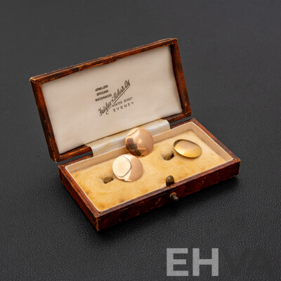 Fairfax & Roberts Antique (3) 9ct Buttons Set in Orginal Presentation Case, 3.67 Grams