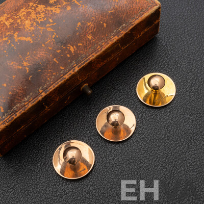 Fairfax & Roberts Antique (3) 9ct Buttons Set in Orginal Presentation Case, 3.67 Grams