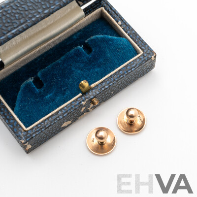 Percy Marks Sydney 9ct Antique (2) Buttons in Original Presentation Case, 1.47 Grams