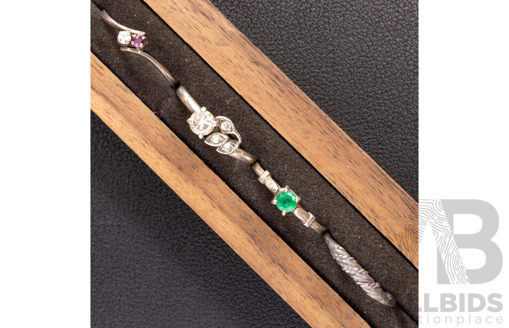Collection of (12) Vintage Sterling Silver Rings with Gemstones Including Sapphire, Emerald & Ruby, 29.49 Grams