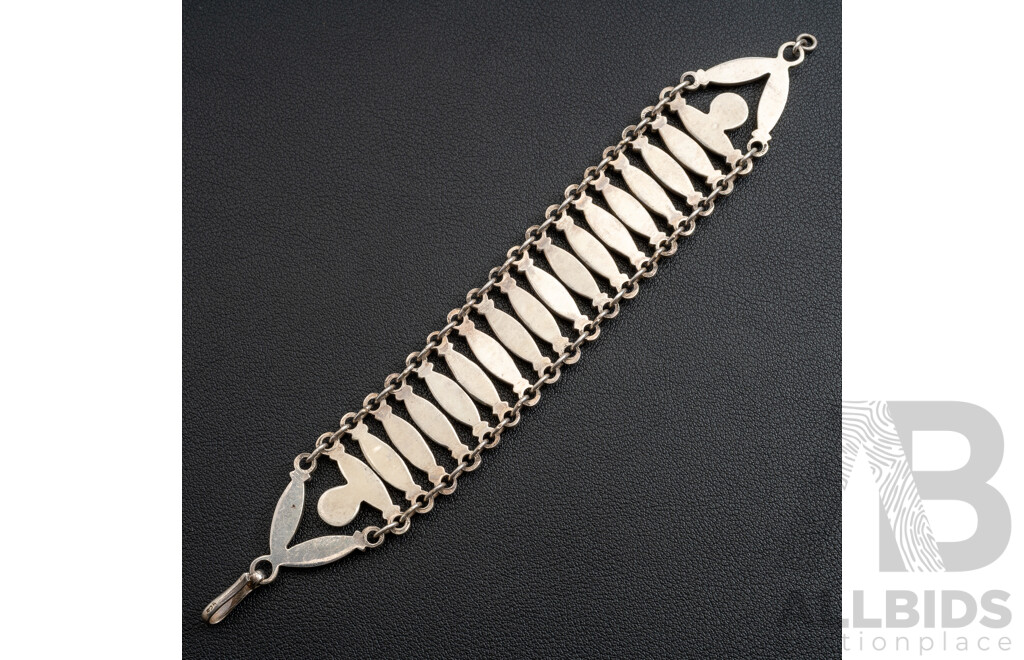 Sterling Silver Decorative Wide Bracelet, 19cm, 38.41 Grams