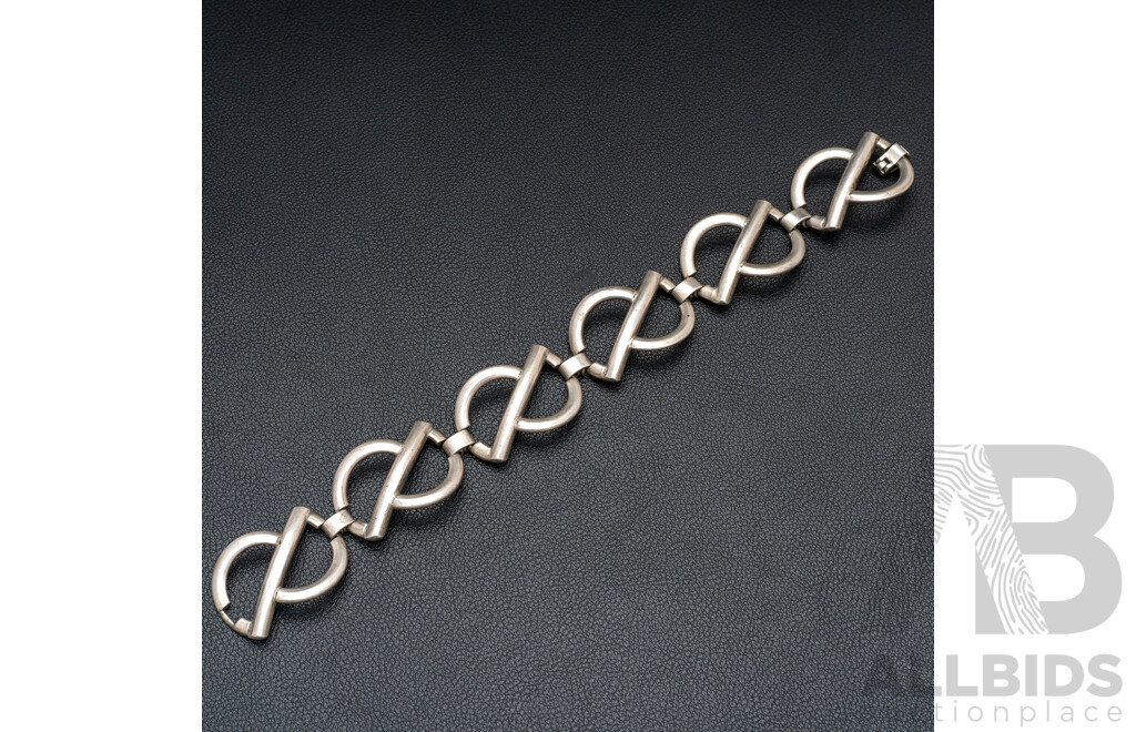 Sterling Silver Fancy Wide Link Bracelet, 20cm Long, 35.20 Grams