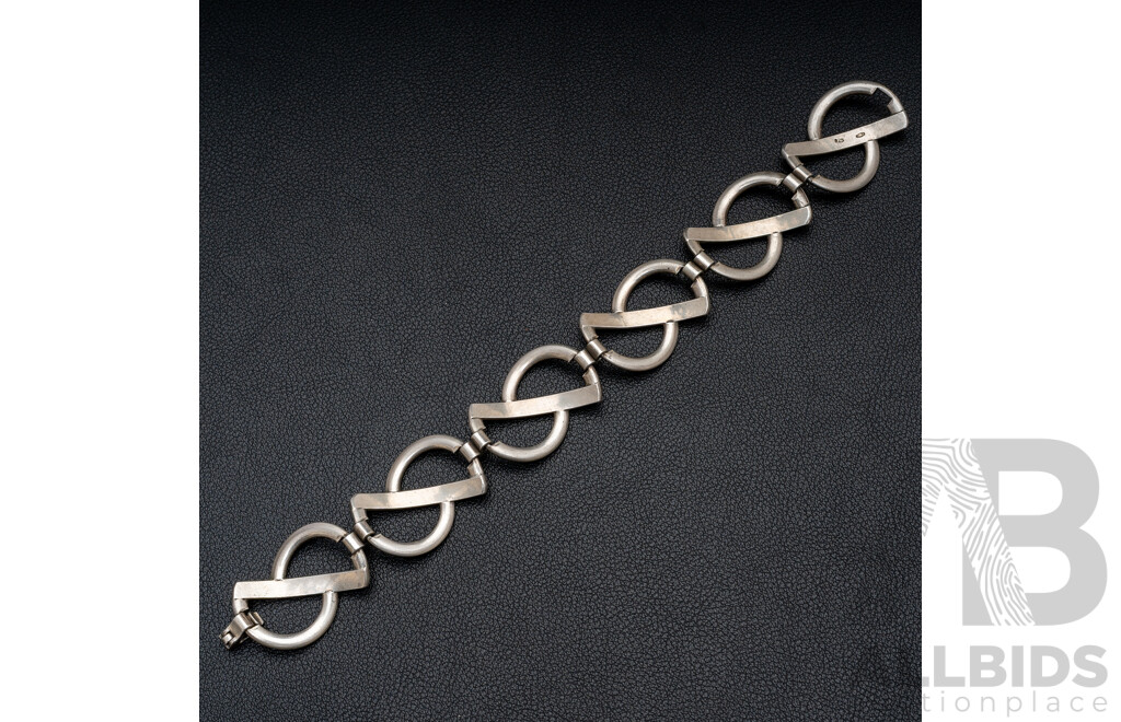 Sterling Silver Fancy Wide Link Bracelet, 20cm Long, 35.20 Grams