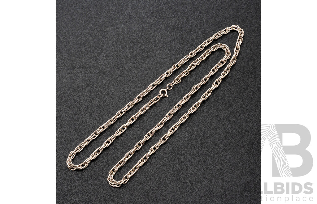 Sterling Silver Fancy Belcher Link Necklace, 80cm, 51.93 Grams