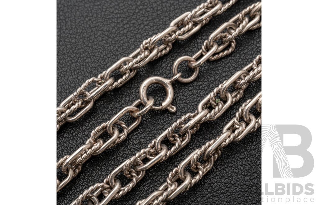 Sterling Silver Fancy Belcher Link Necklace, 80cm, 51.93 Grams