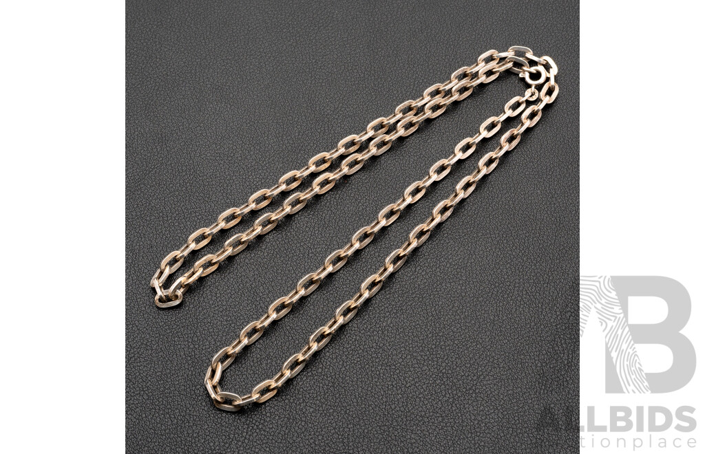 Vintage Sterling Silver Oval Belcher Link Necklace, 60cm, 30.98 Grams