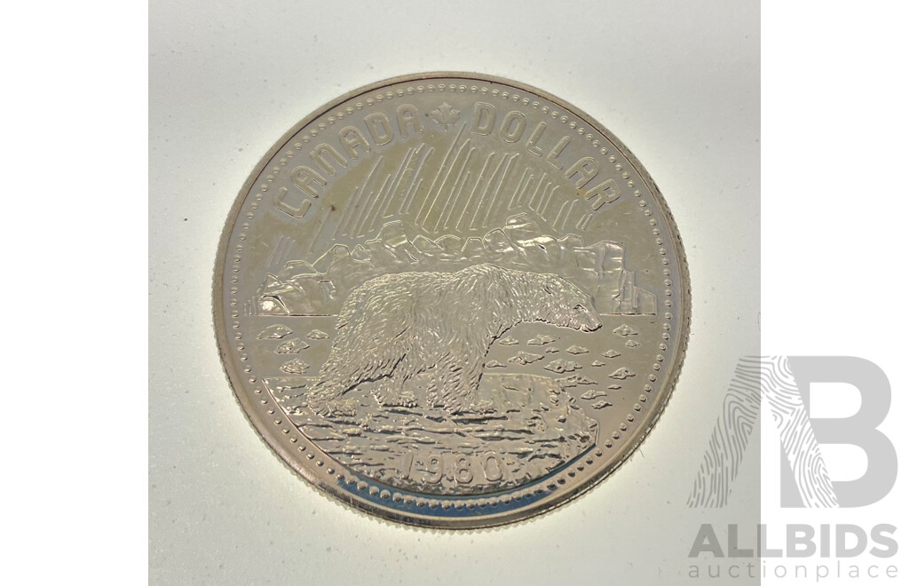 Canada 1980 Silver One Dollar Coin, 100th Anniversary of the Arctic Territories .500
