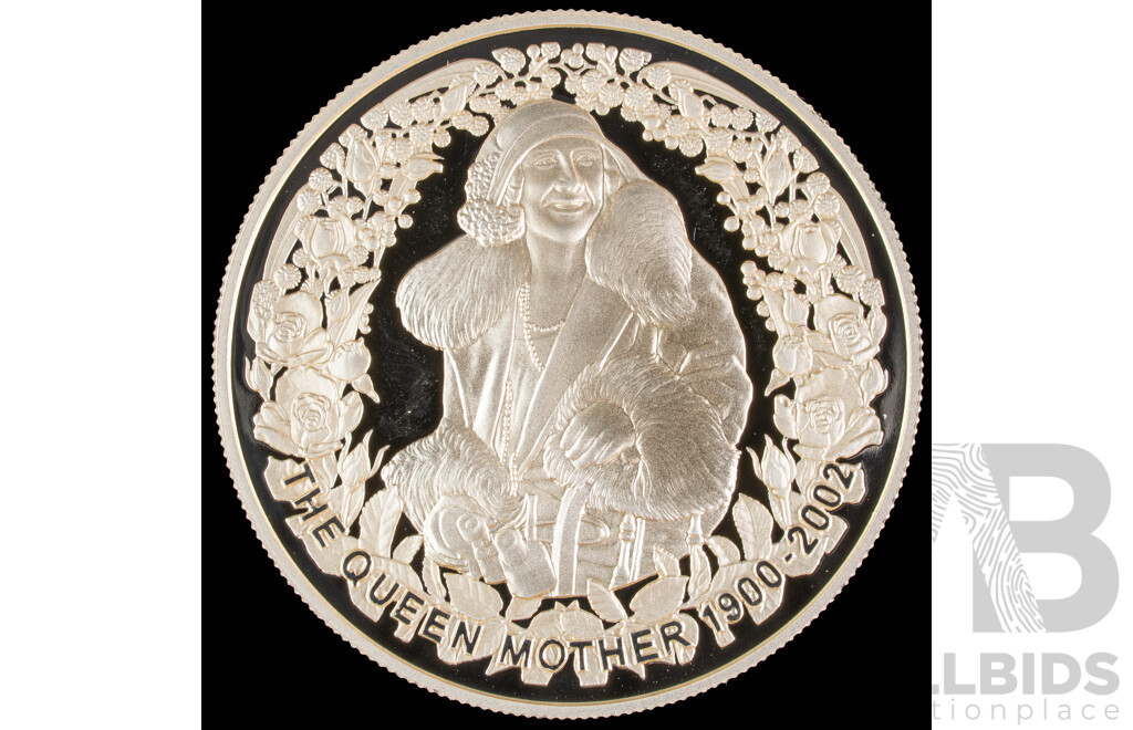 Australian RAM 2002 Silver Proof Five Dollar Coin, The Queen Mother 1900-2002 - A Celebration of Her Life .999