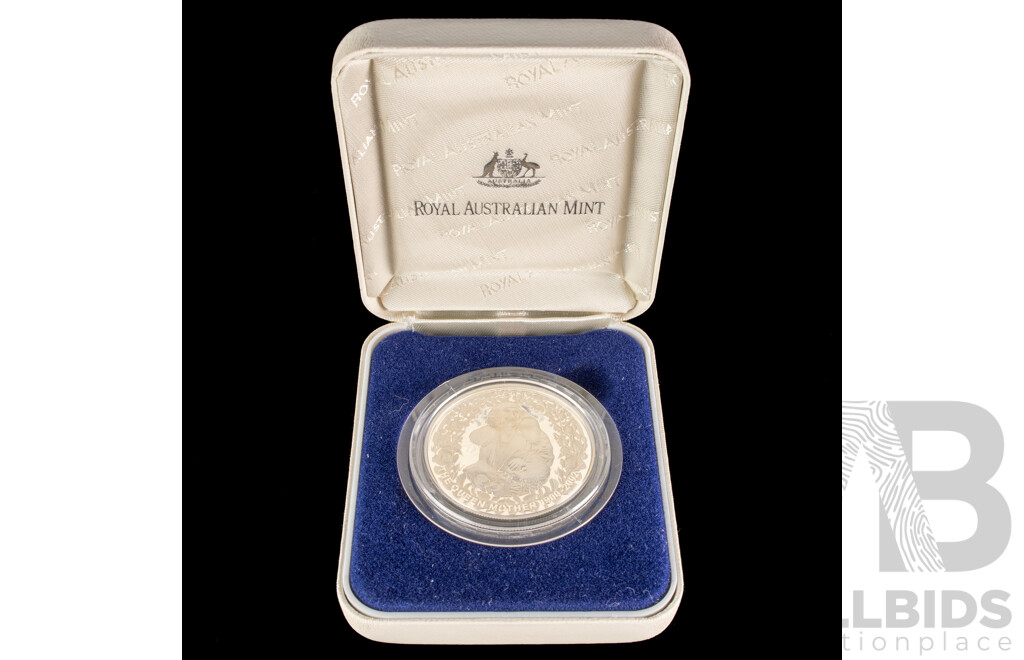 Australian RAM 2002 Silver Proof Five Dollar Coin, The Queen Mother 1900-2002 - A Celebration of Her Life .999