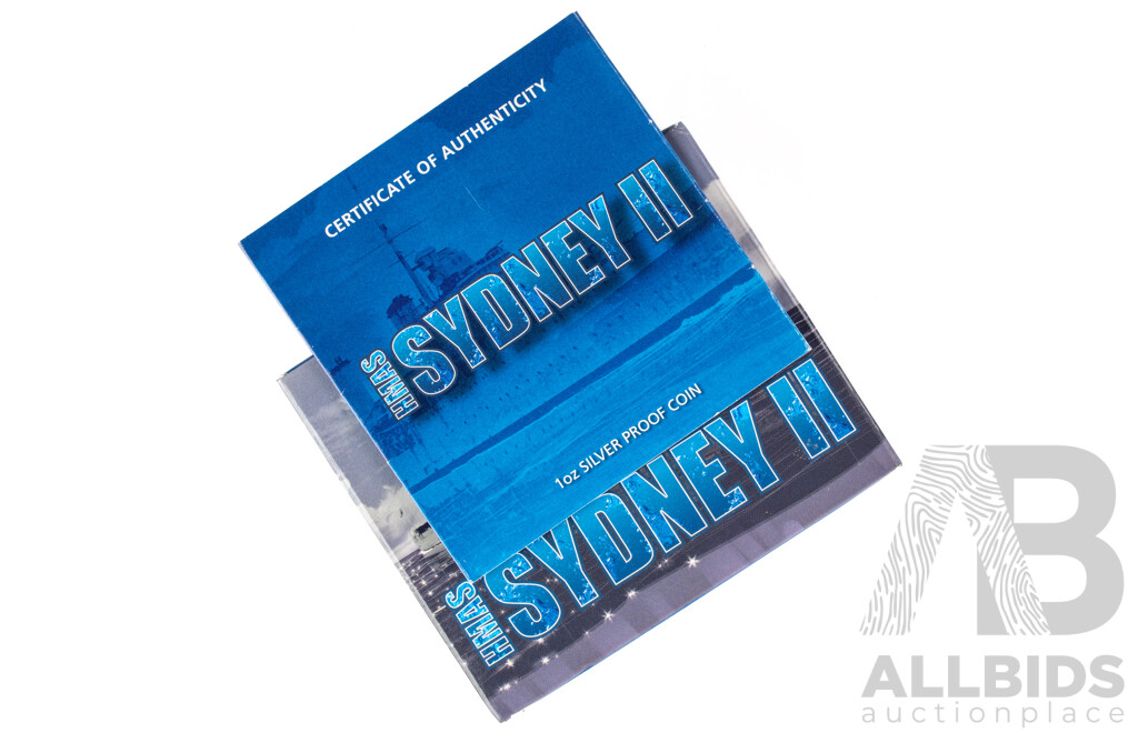 Australian Perth Mint 2008 Silver Proof One Dollar Coin, HMAS Sydney II .999