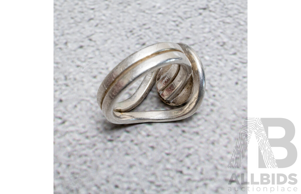Vintage Modernist Sterling Silver Ball Link Bracelet, 21.5cm & Matching Vintage Modernist Ring, Size L, 32.76 Grams