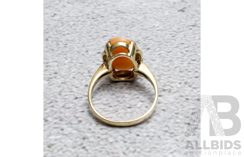 9ct Vintage Shell Cameo Ring, Size N, 3.52 Grams
