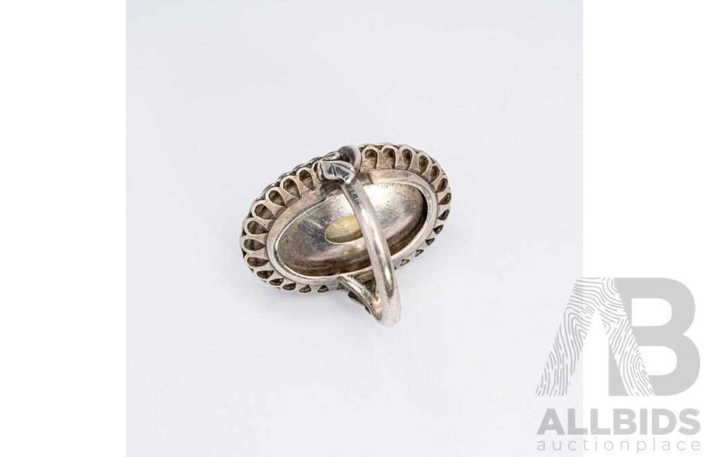 Sterling Silver Osmena/Nautilus Pearl Ring, C.1950's, Size L, 9.32 Grams
