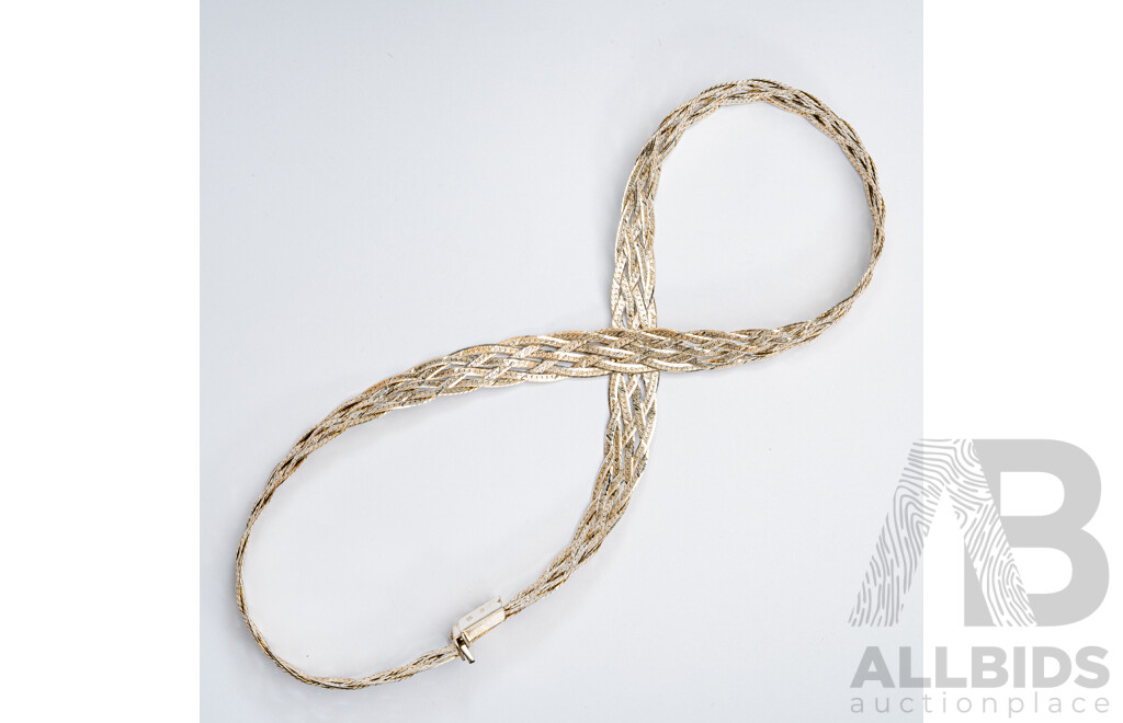 Sterling Silver Italain Braided Omega Necklace, 40.5cm, 18.14 Grams