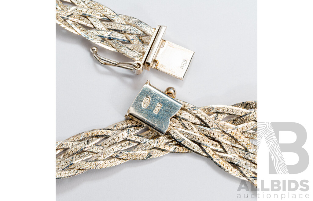 Sterling Silver Italain Braided Omega Necklace, 40.5cm, 18.14 Grams