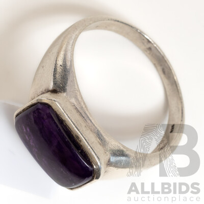Vintage Sterling Silver Men's Amethyst Cabochon Ring, Size Z+++, 9.08 Grams
