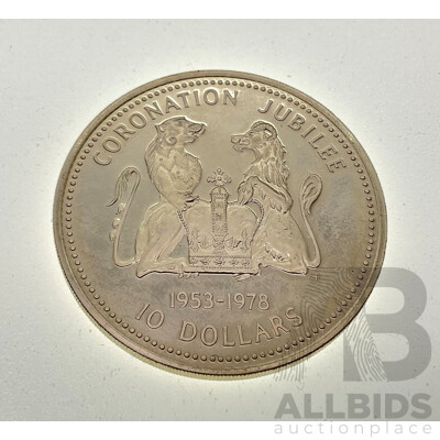 Cook Islands 1978 Silver Ten Dollar Coin, 25th QE2 Anniversary Coronation .925