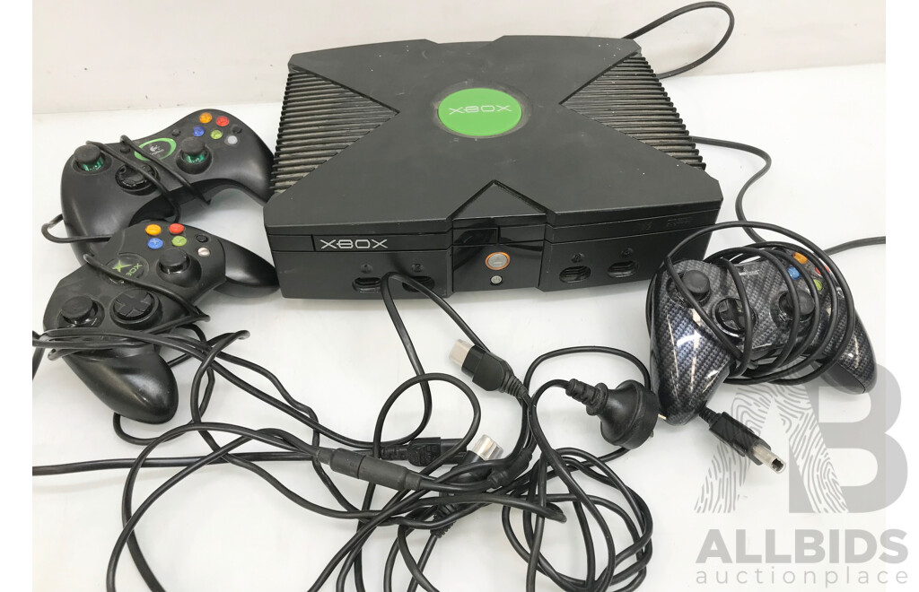 Microsoft Original XBox Gaming Console with Controllers