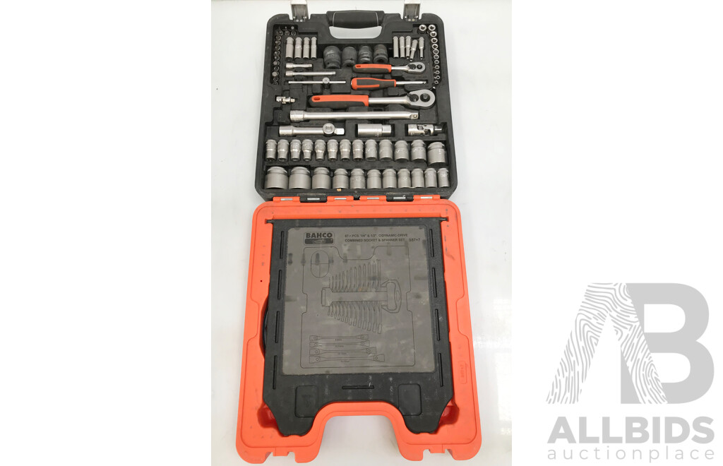 Bahco 1/4 and 1/2 Inches 87 Piece Combined Socket & Spanner Set