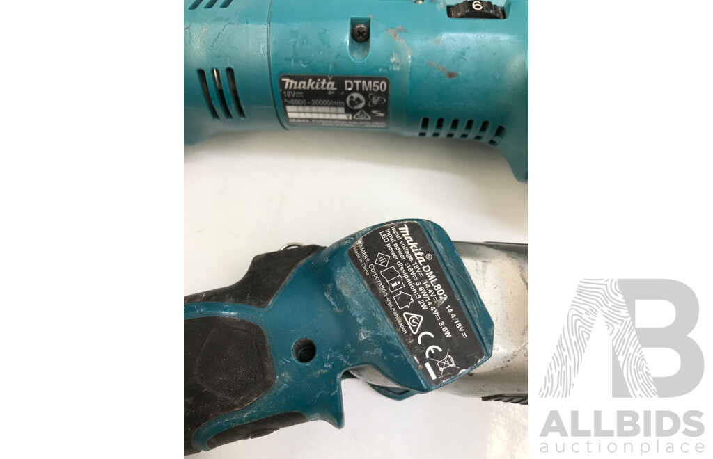 Assorted Makita Power Tools with Batteries and Bag