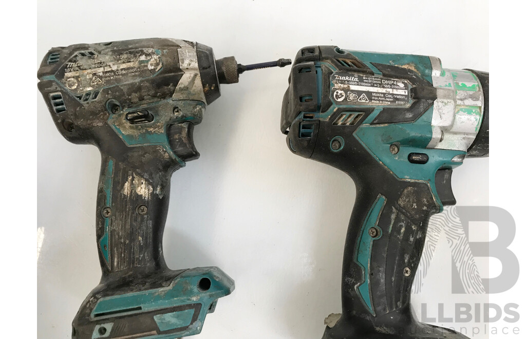 Assorted Makita Power Tools with Batteries and Bag