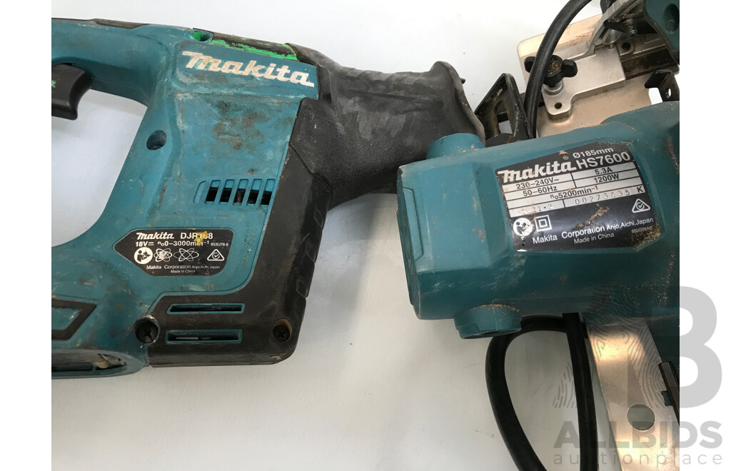 Assorted Makita Power Tools with Batteries and Bag