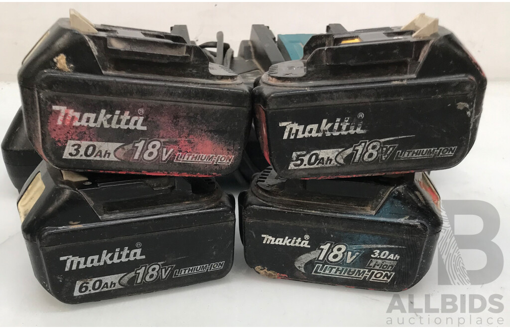 Assorted Makita Power Tools with Batteries and Bag