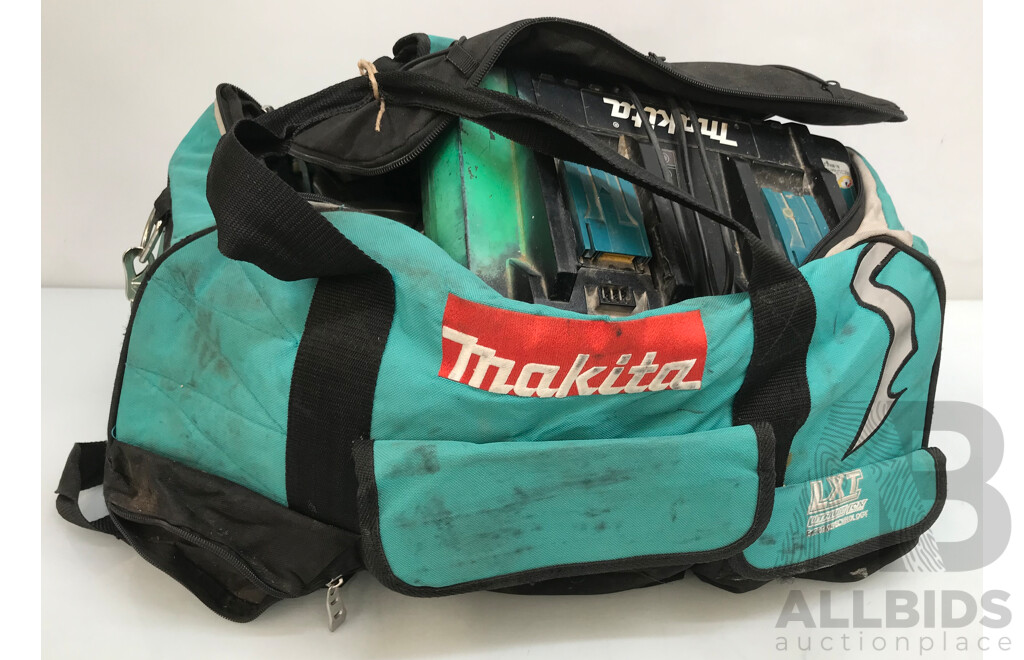 Assorted Makita Power Tools with Batteries and Bag