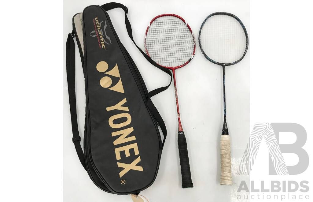 Pair of Yonex Badminton Racquets in Cases