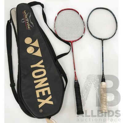 Pair of Yonex Badminton Racquets in Cases