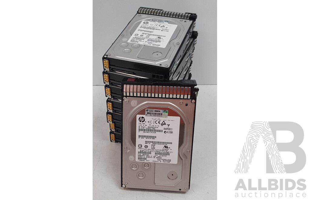 HP 3TB 7.2K SAS 3.5-Inch Hard Drives - Lot of Eight