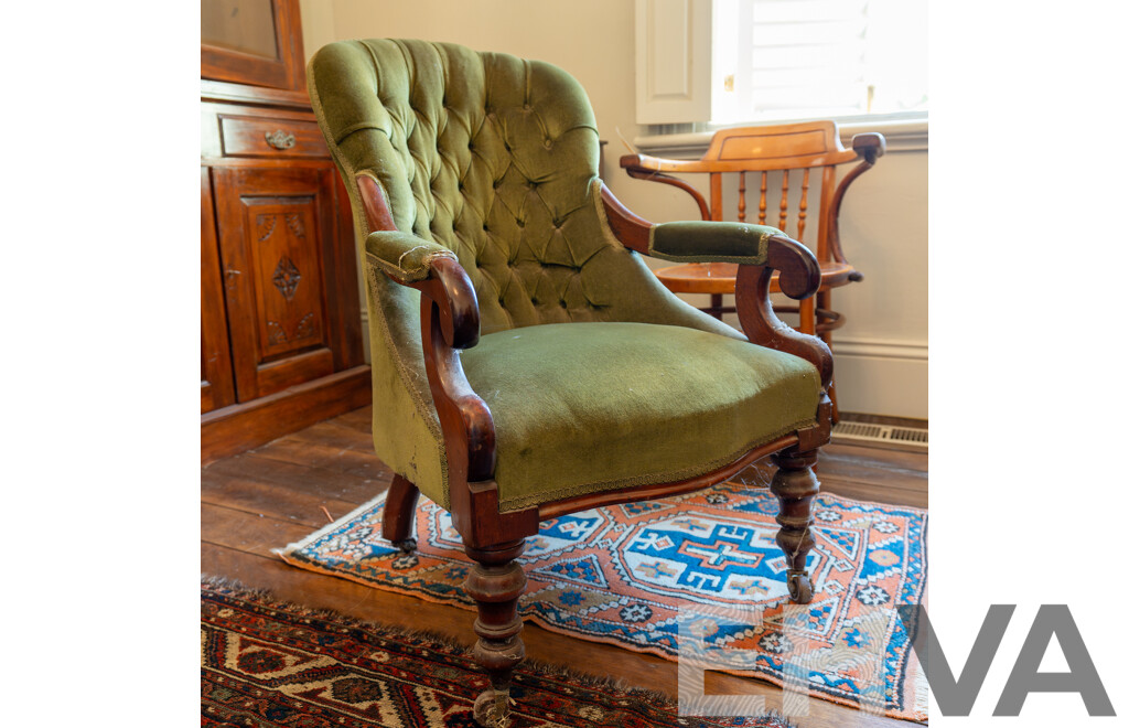 Victorian Mahogany Library Chair