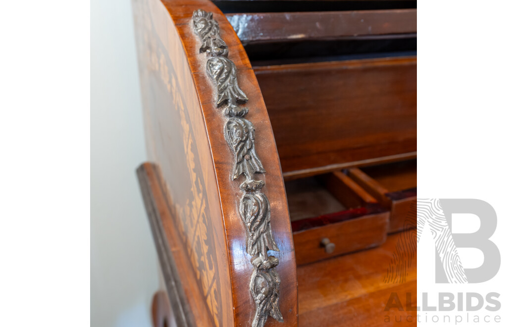 Italian Cylinder Desk with Inlay