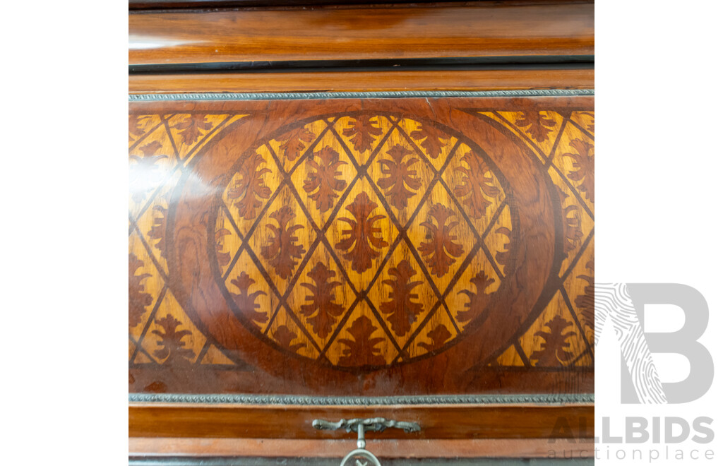 Italian Cylinder Desk with Inlay