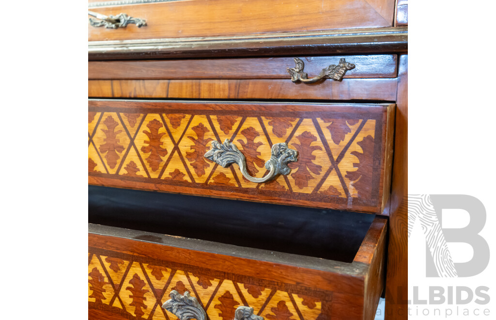 Italian Cylinder Desk with Inlay