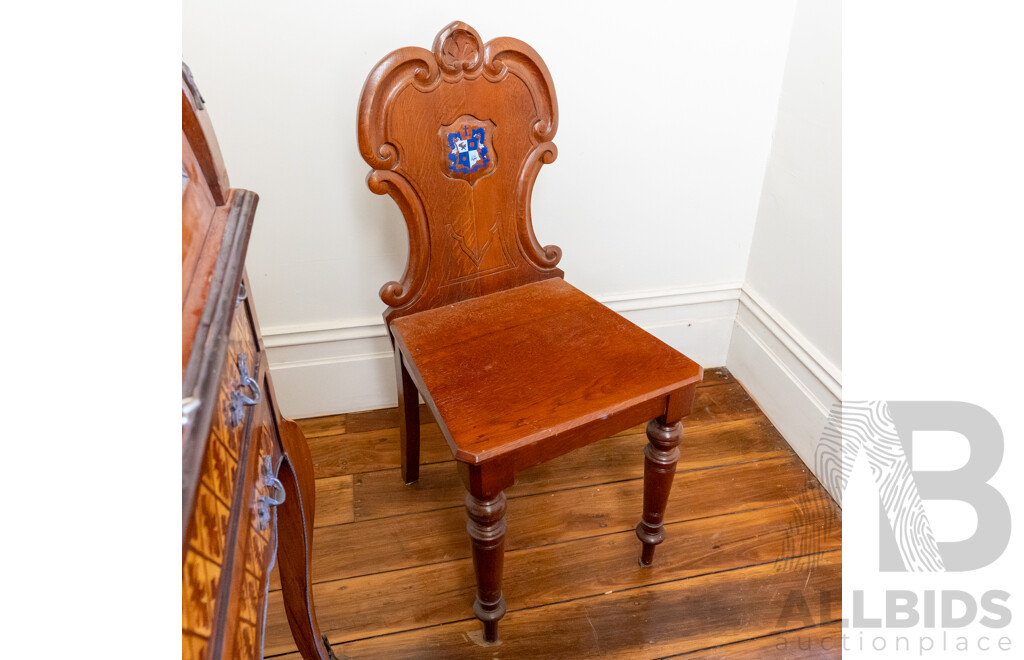 Victorian Mahogany Hall Chair with Shield Shaped Back