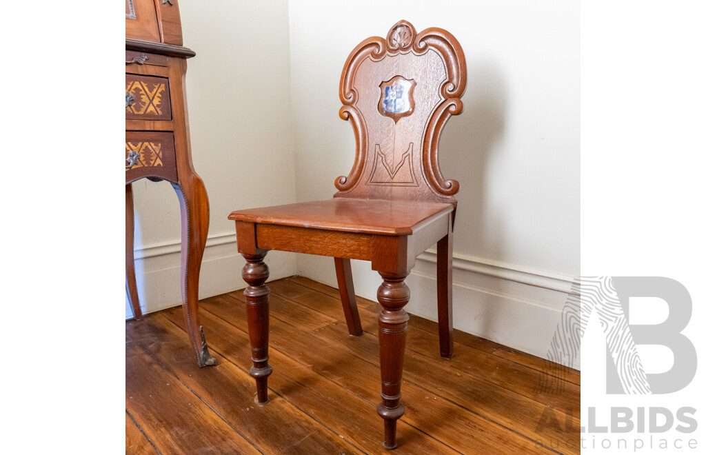 Victorian Mahogany Hall Chair with Shield Shaped Back