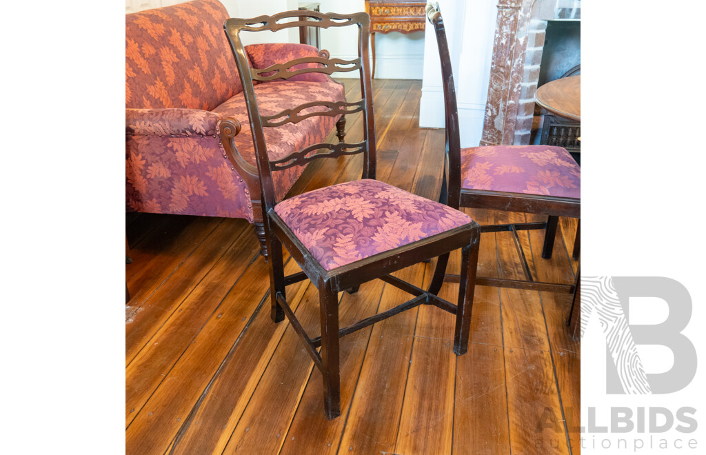 Set of Four Georgian Mahogany Ladder Back Dining Chairs