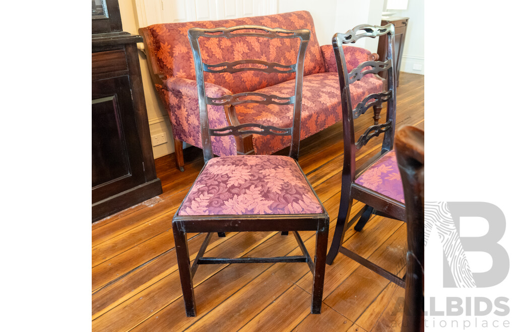 Set of Four Georgian Mahogany Ladder Back Dining Chairs