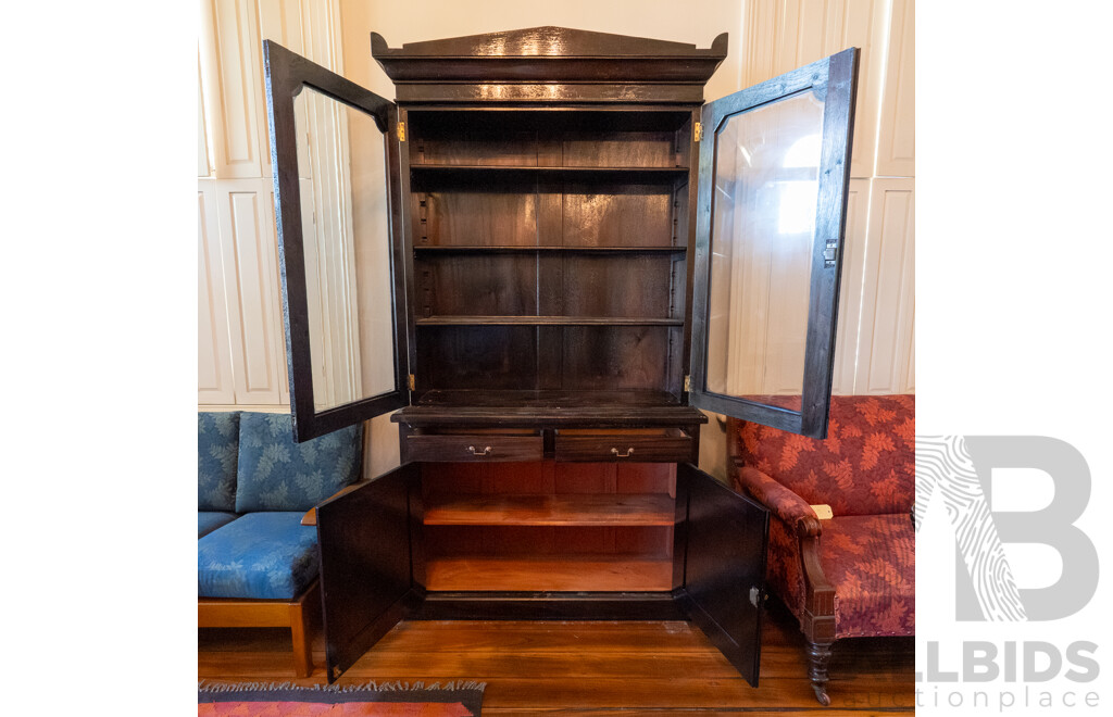 Edwardian Mahogany Two Piece Bookcase