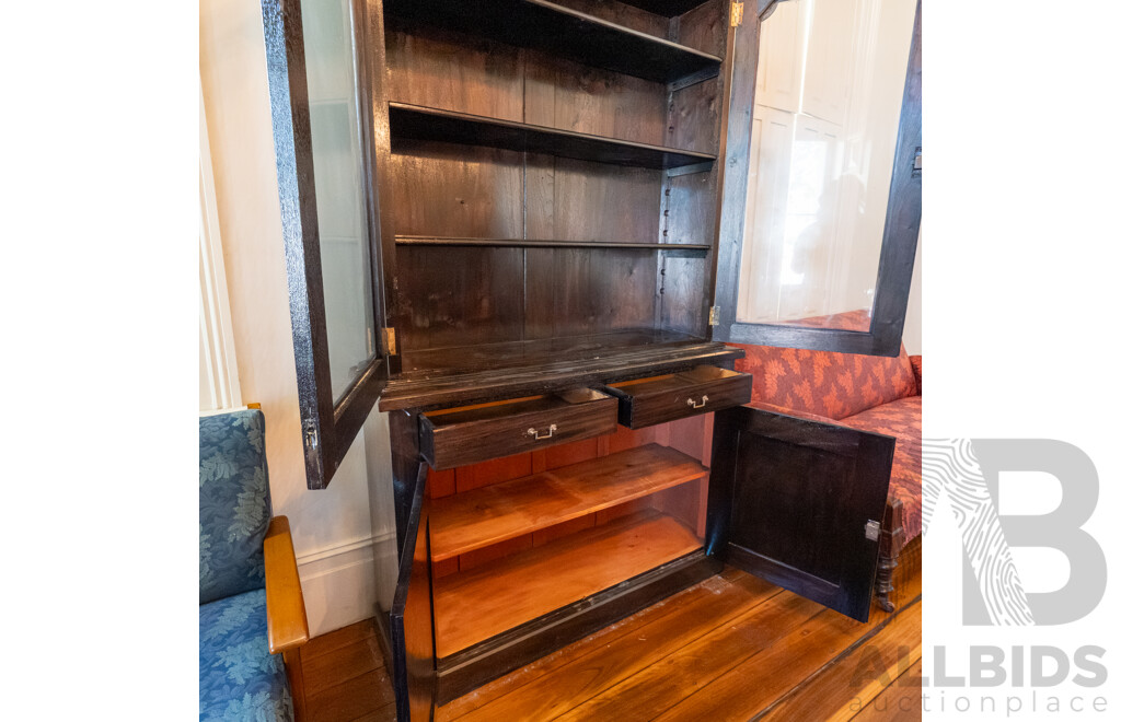 Edwardian Mahogany Two Piece Bookcase